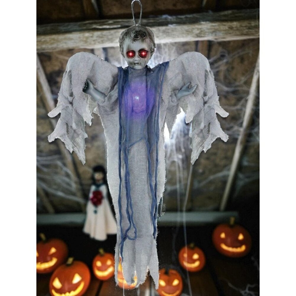 Haunted Hill Farm Animatronic Scary Haunted Angel with Touch Activated Lights